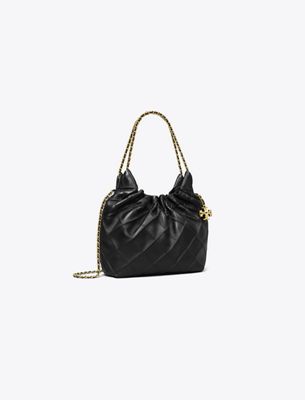 Tory Burch Mini Fleming Soft Hobo Bag In Black