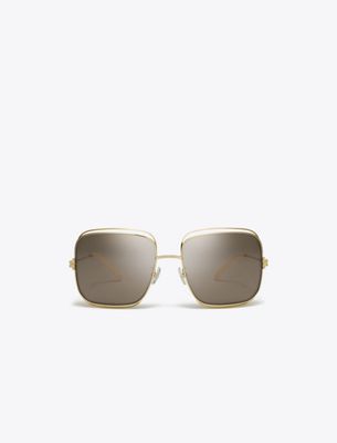 Tory Burch Eleanor Oversized Metal Square Sunglasses In Brown