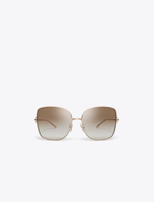 Tory Burch Miller Oversized Metal Butterfly Sunglasses In Brown