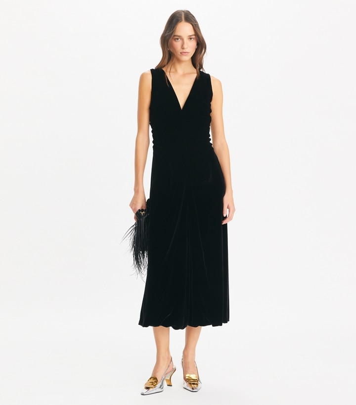 V-Neck Velvet Dress: Women's Clothing | Dresses | Tory Burch UK