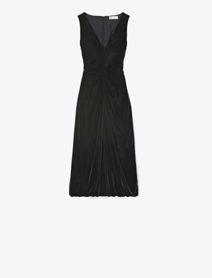 Tory Burch V-neck Velvet Dress In Black