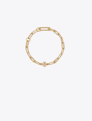 Tory Burch Good Luck Chain Pavé Bracelet In Gold