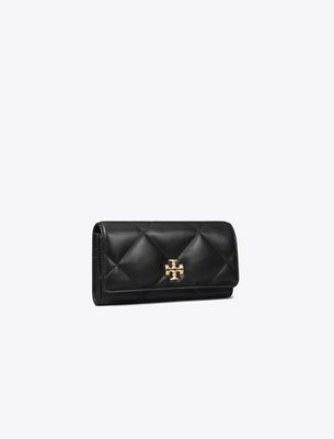 Tory Burch Kira Diamond Quilt Flap Wallet In Black
