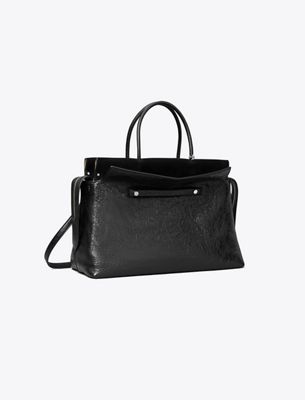 Tory Burch Large Mercer Distressed Satchel In Pattern