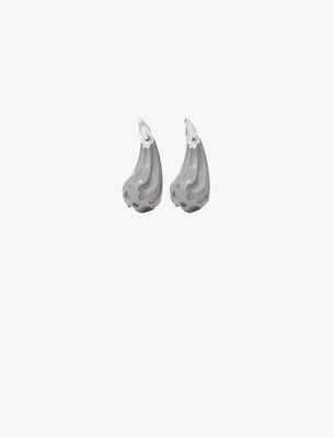 Tory Burch Logo Drop Front-back Earrings In Metallic