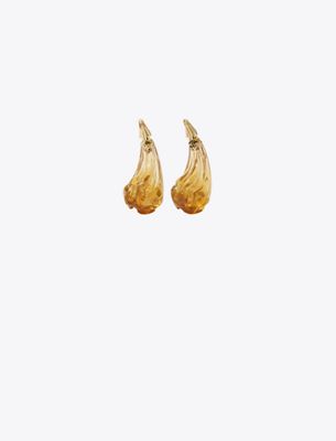 Tory Burch Logo Drop Front-back Earrings In Gold