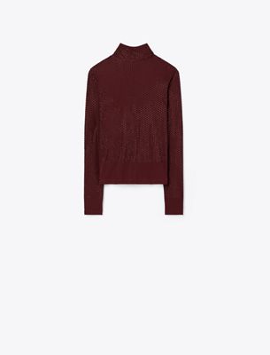Tory Burch Embellished Viscose Jersey Turtleneck