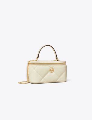 Tory Burch Kira Diamond Quilt Vanity Case In White