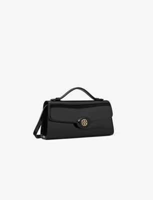 Tory Burch Mini Robinson Spazzolato Crossbody In Black