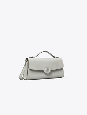 Tory Burch Mini Robinson Spazzolato Crossbody In Gray