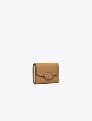 Tory Burch Small Robinson Pebbled Wallet In Brown