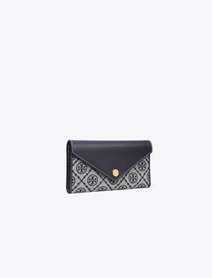 Tory Burch T Monogram Envelope Wallet In Blue