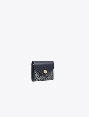 Tory Burch T Monogram Small Envelope Wallet In Blue