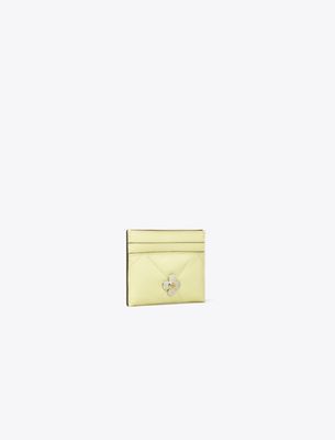 Tory Burch Kira Diamond Quilt Clover Card Case In Yellow