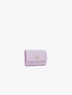 Tory Burch Damen Kira Diamond Quilt Clover Flap Card Case In Purple