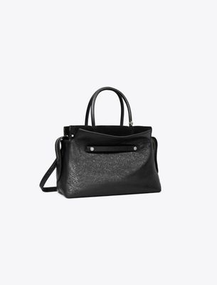Tory Burch Mercer Distressed Satchel In Black