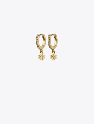 Tory Burch Icon Pavé Huggie Earring In Gold