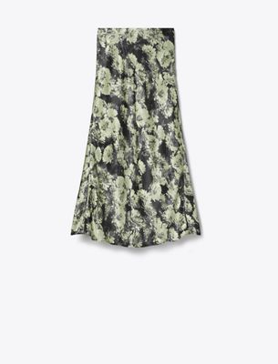 Tory Burch Printed Satin Skirt In Multi