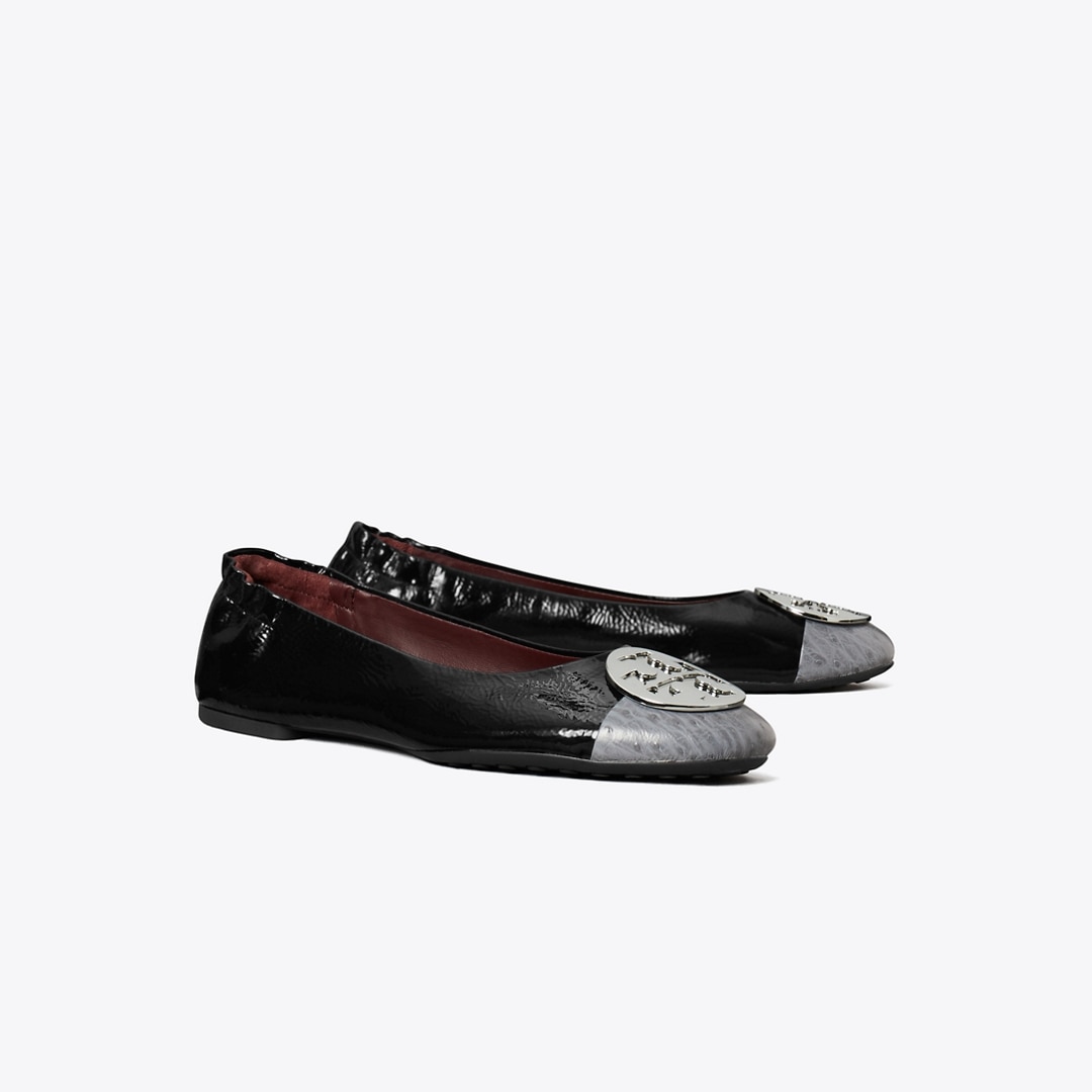 Tory Burch Claire Cap-toe Ballet In Black