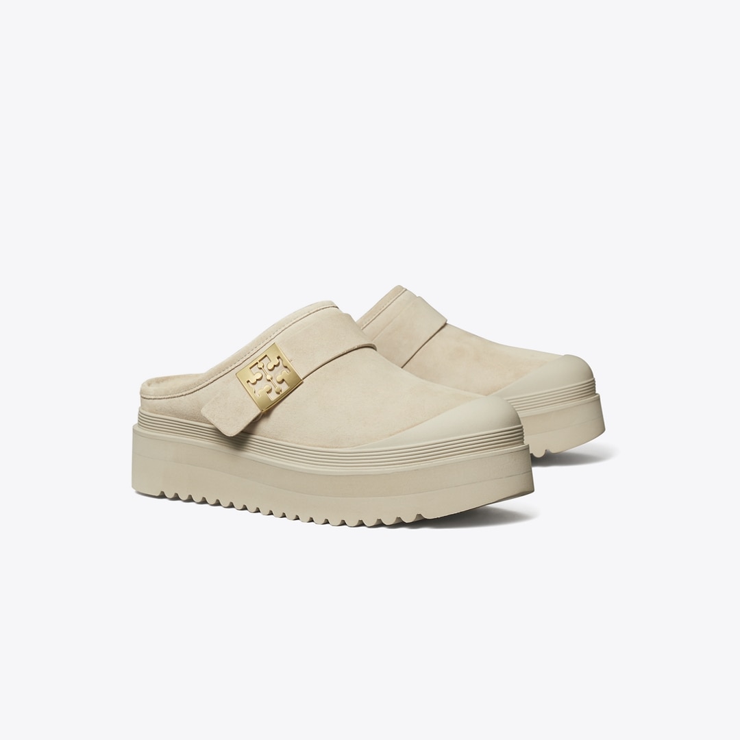 Tory Burch Mellow Shearling Platform Mule In White