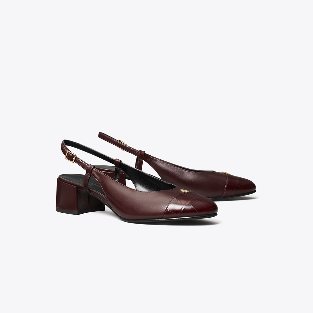 Tory Burch Slingback Cap Toe Pump In Burgundy