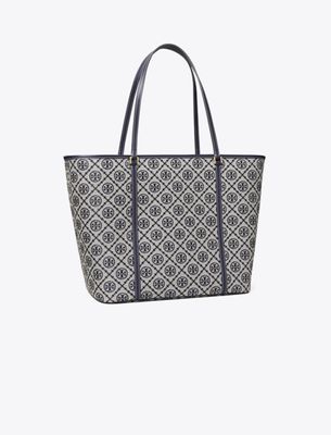 Tory Burch T Monogram Zip Tote In Blue
