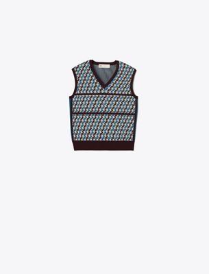 Tory Sport Tory Burch Jacquard Sweater Vest In Black