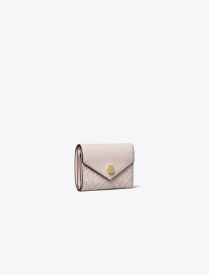 Tory Burch T Monogram Contrast Embossed Small Envelope Wallet In Gray