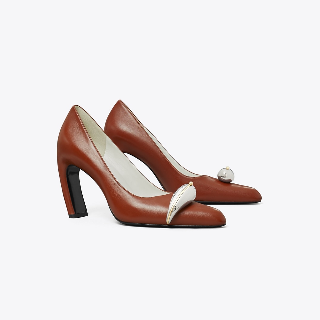 Tory Burch Pierced Pump In Brown