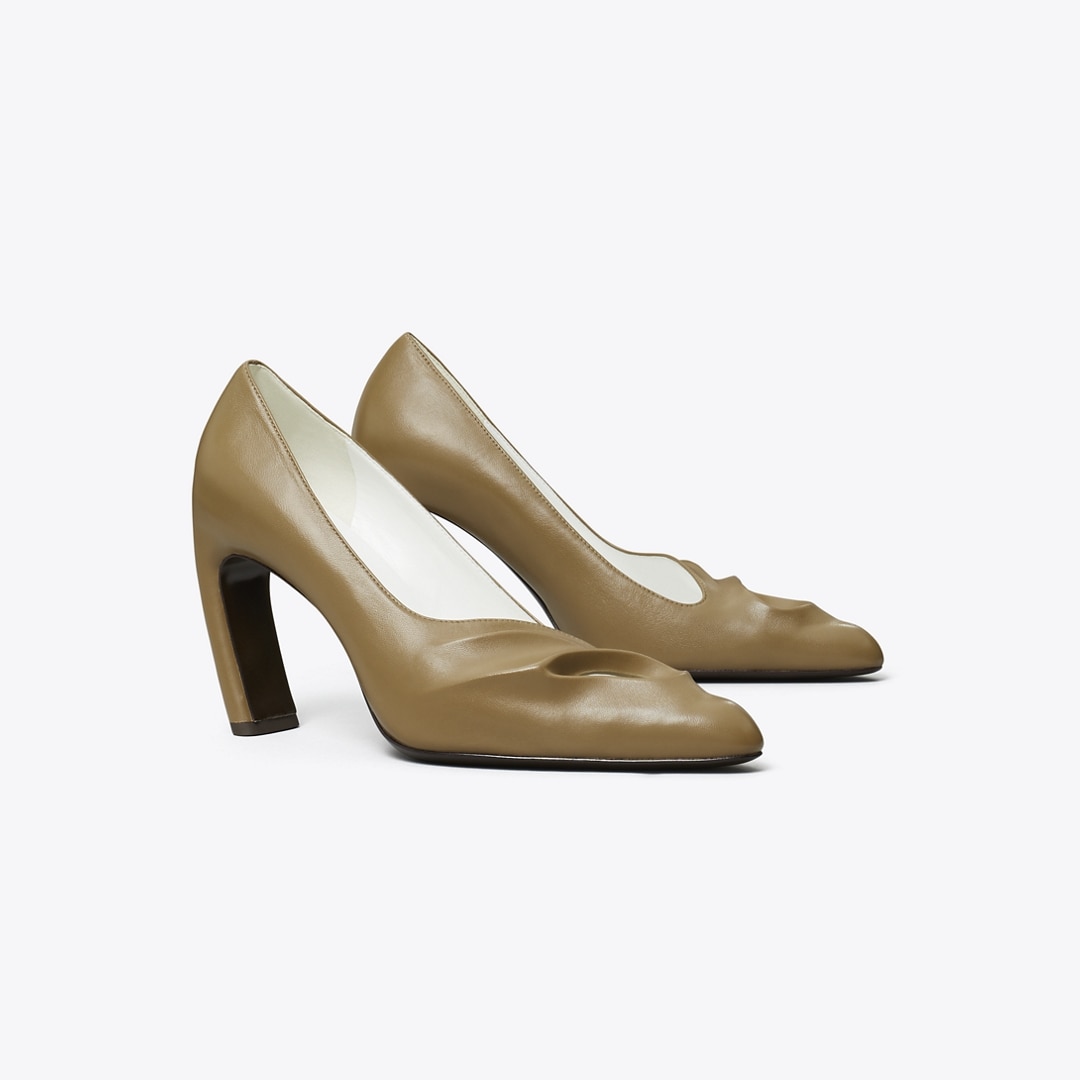 Tory Burch Sculpted Peep-toe Pump In Brown