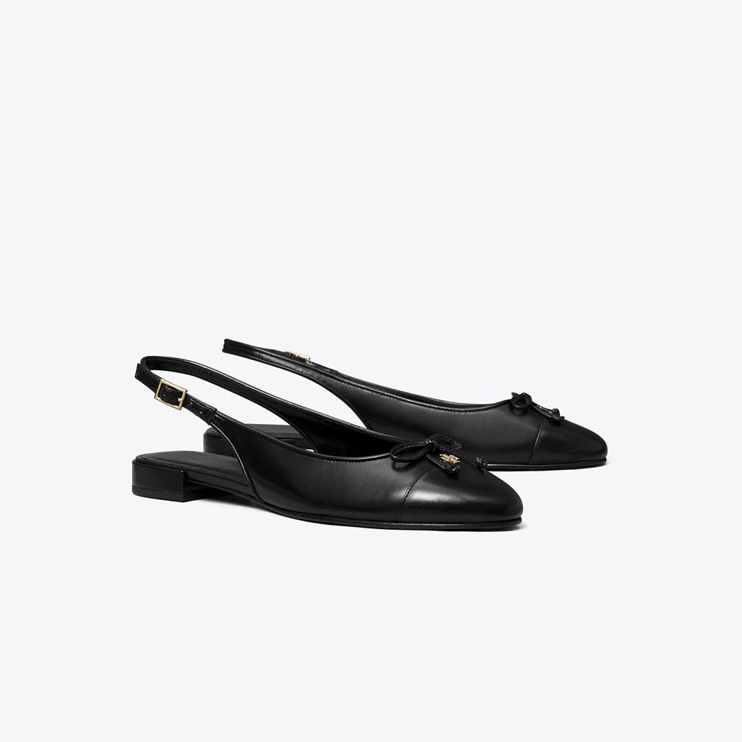 Tory Burch Cap-toe Slingback In Black