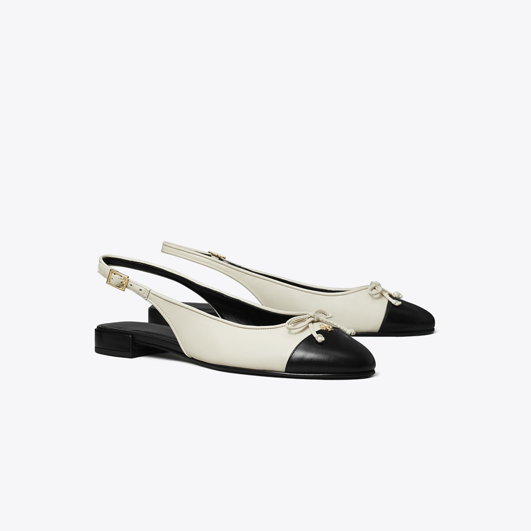 Tory Burch Cap-toe Slingback In Gray