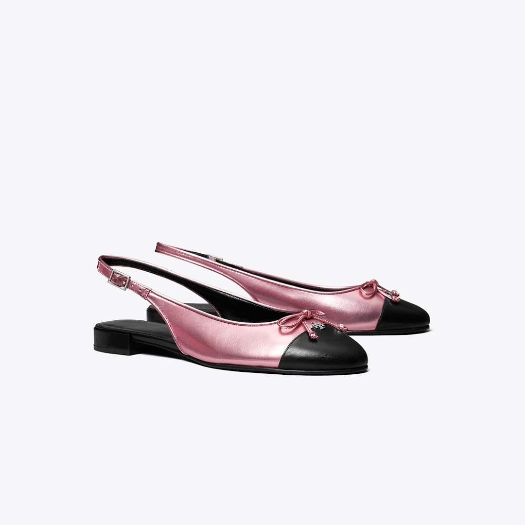 Tory Burch Cap-toe Slingback In Pink