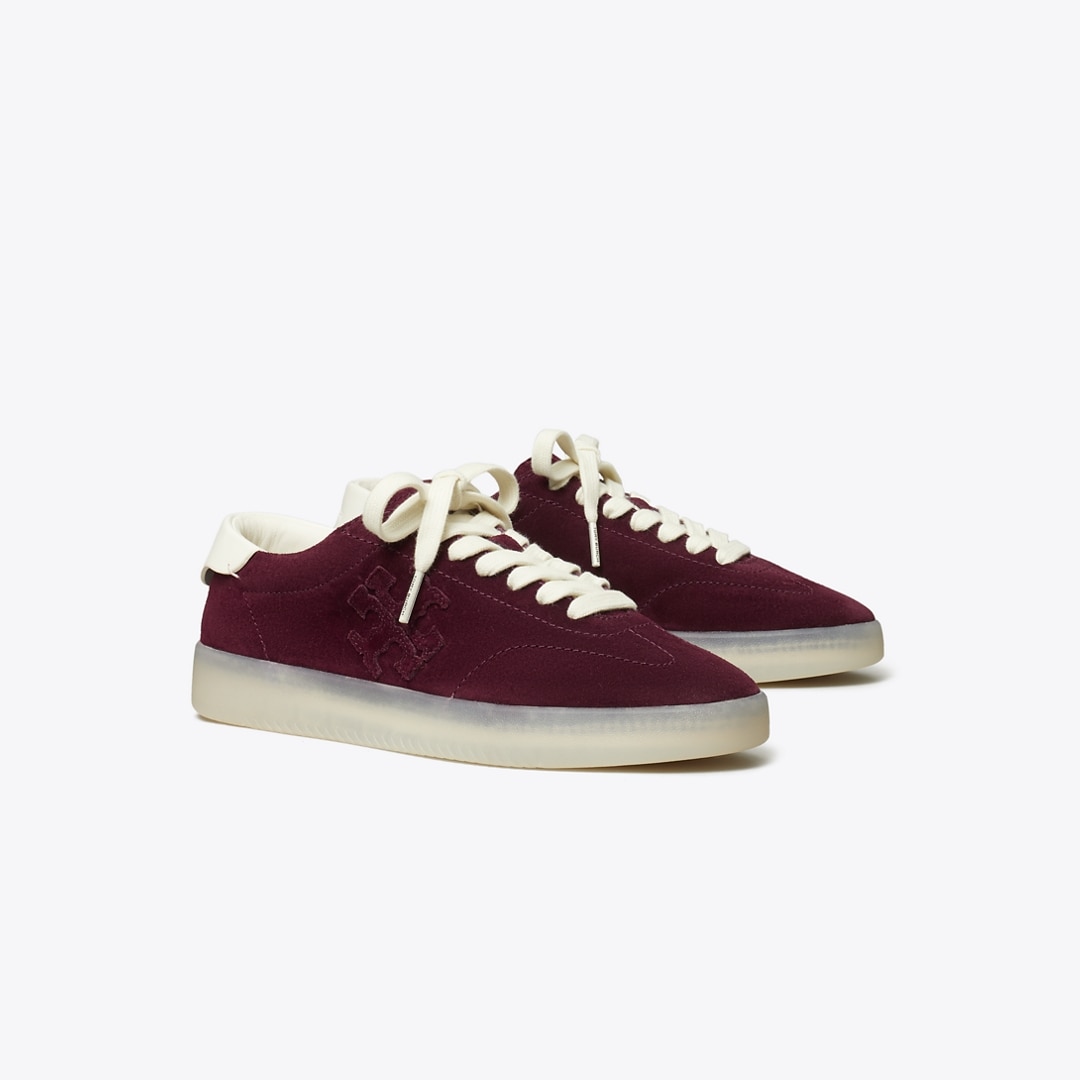 Tory Burch Phoenix Suede Sneakers In Burgundy