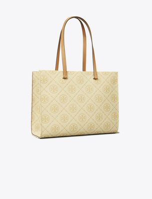 Tory Burch T Monogram Pebble Tote In Brown