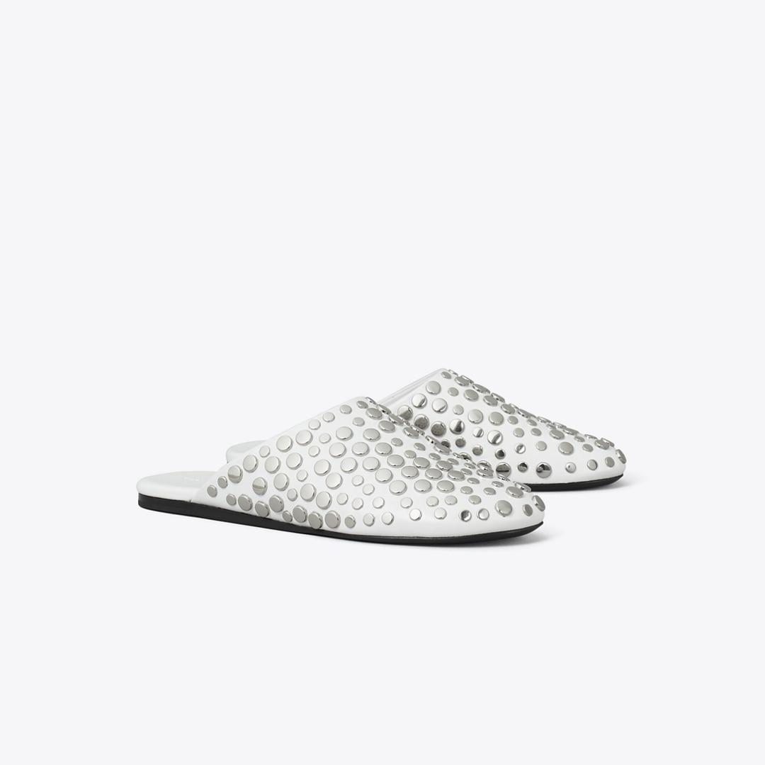 Tory Burch Studded Mule In Silver