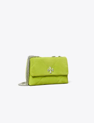 Tory Burch Small Kira Diamond Quilt Suede Shoulder Bag In Green