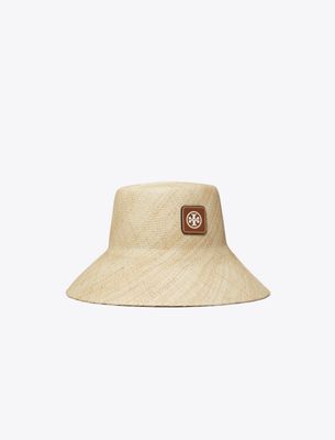 Tory Burch Straw Bucket Hat In Neutral