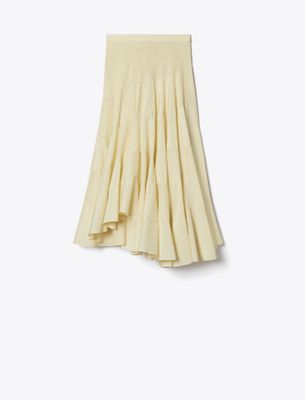 Tory Burch Flared Cotton Silk Skirt In Neutral