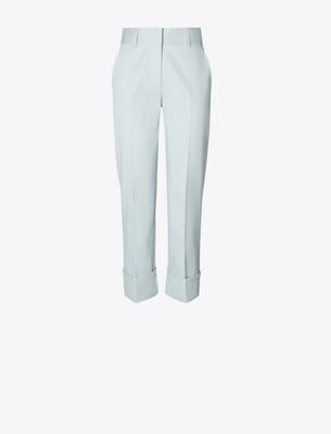 Tory Burch Cropped Twill Pant In Blue