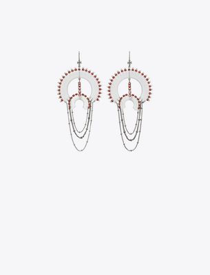 Tory Burch Bead And Resin Chandelier Earrings In White
