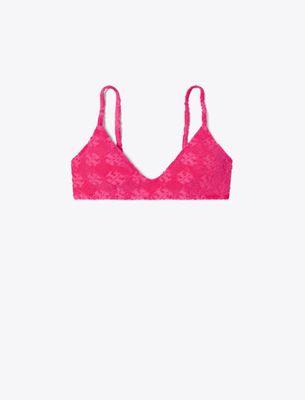 Tory Burch Terry Logo Bikini Top In Pink