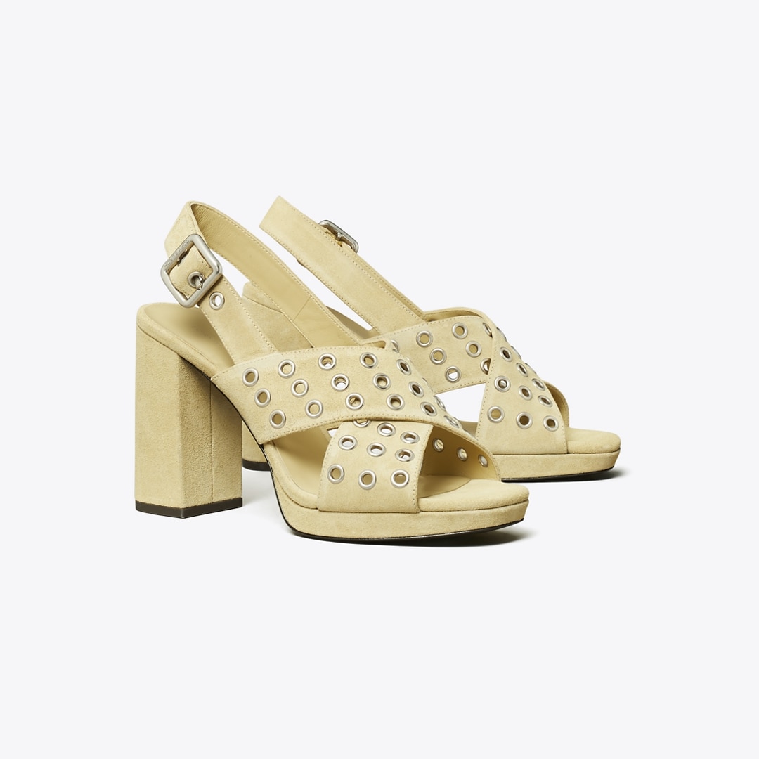 Tory Burch Cross-band Heeled Sandal In Multi