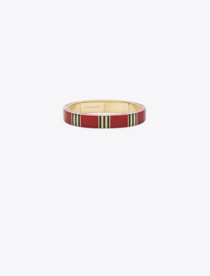 Tory Burch T Stripe Bangle In Burgundy