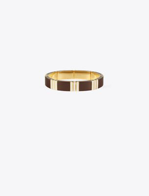 Tory Burch T Stripe Bangle In Brown