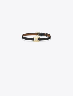 Tory Burch Gemini Leather Bracelet In Black