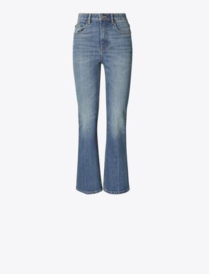 Tory Burch Cropped Flare Jean In Animal Print