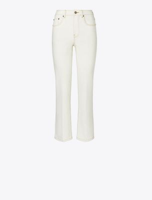 Tory Burch Cropped Flare Jean In Neutral