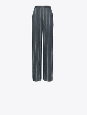 Tory Burch Striped Cotton Wide-leg Pant In Multi