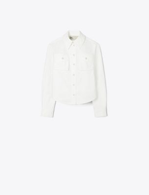 Tory Burch Cropped Cotton Jacket In White
